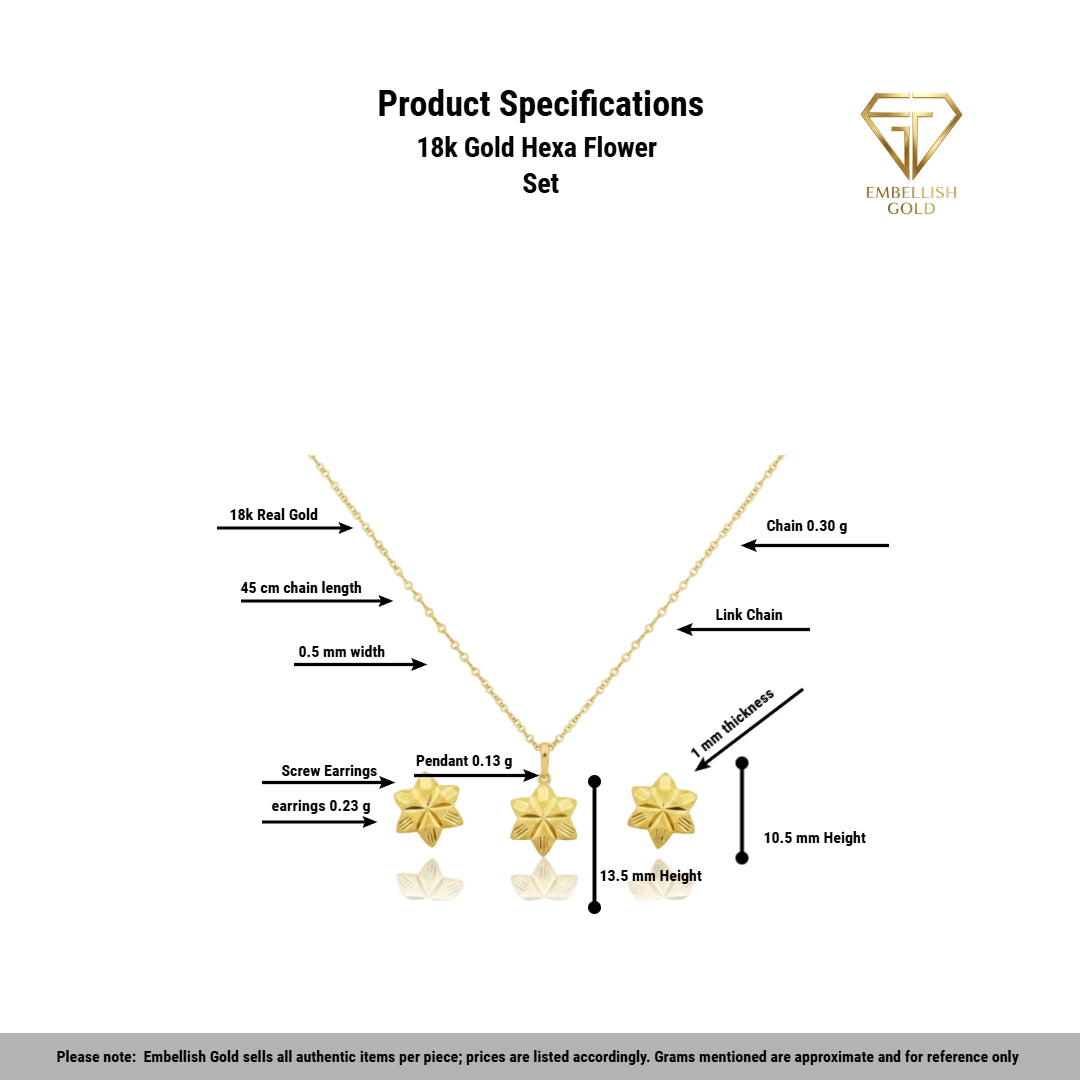 18k Gold Hexa Flower Set - Best Seller - Embellish Gold