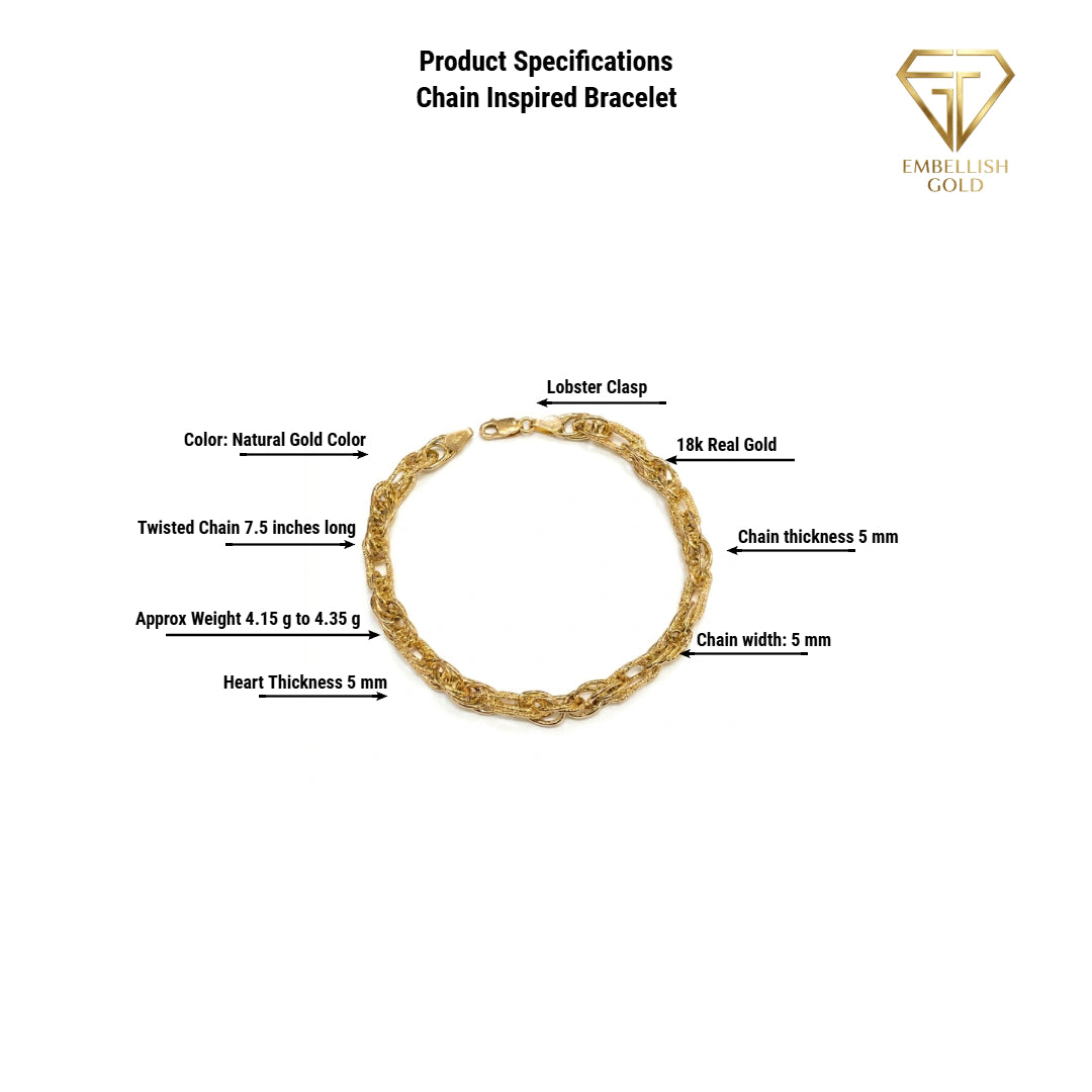 18k Gold Chain Inspired Bracelet - ad collection - Embellish Gold Jewelry & Diamond