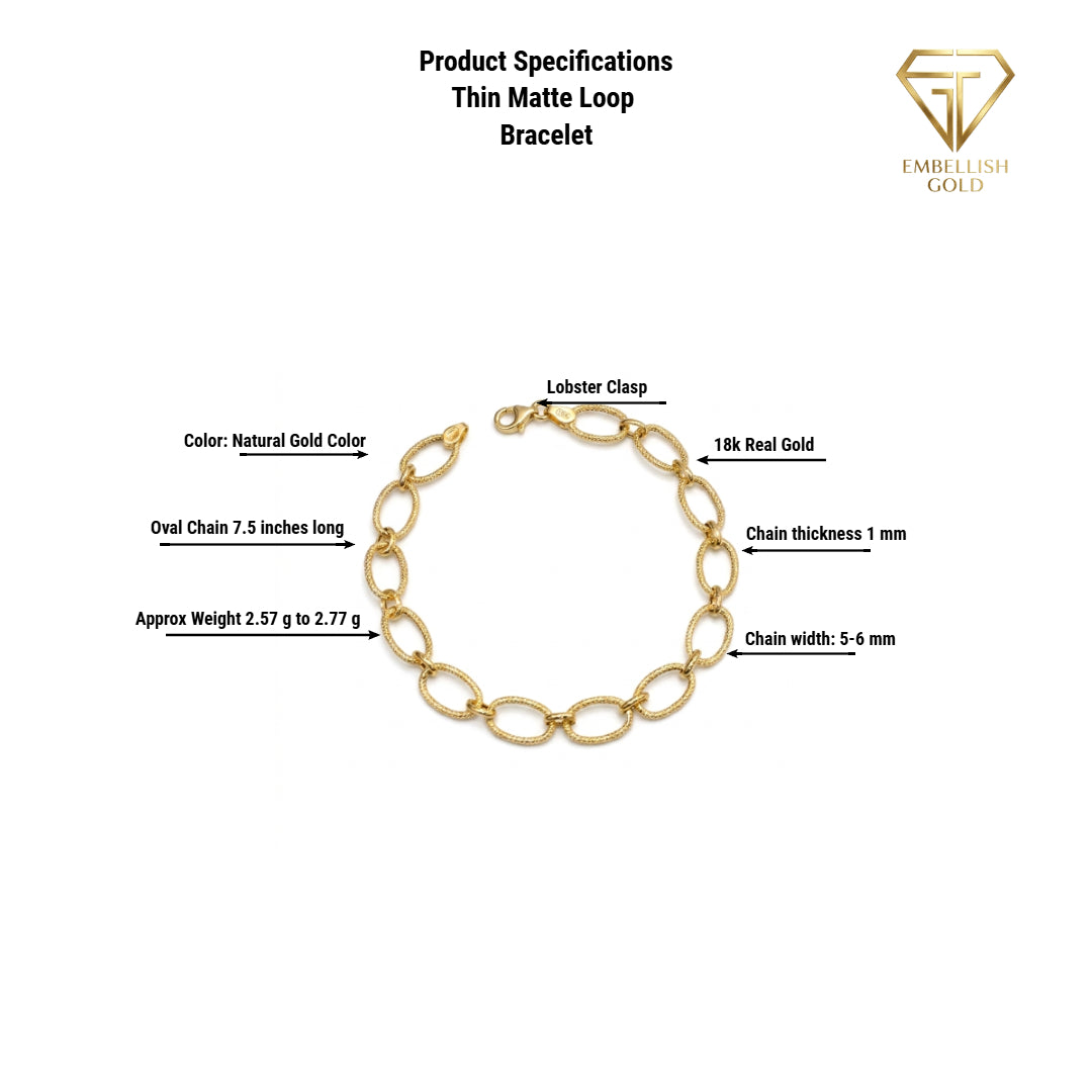 18k Gold Thin Matte Loop Bracelet - Best Seller - Embellish Gold Jewelry & Diamond