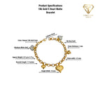 18k Gold 5 Heart Matte Bracelet
