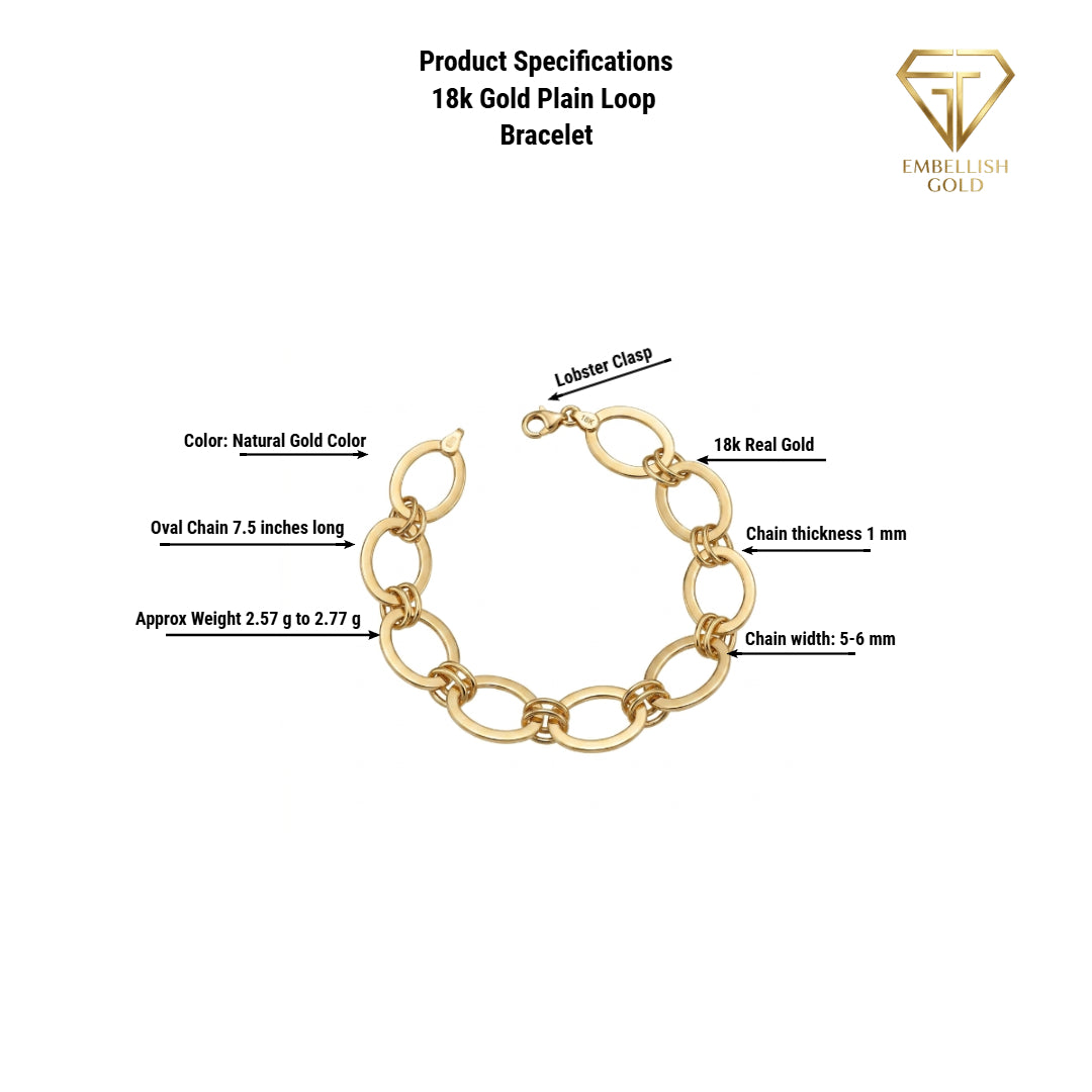 18k Gold Plain Loop Bracelet - ad collection - Embellish Gold Jewelry & Diamond