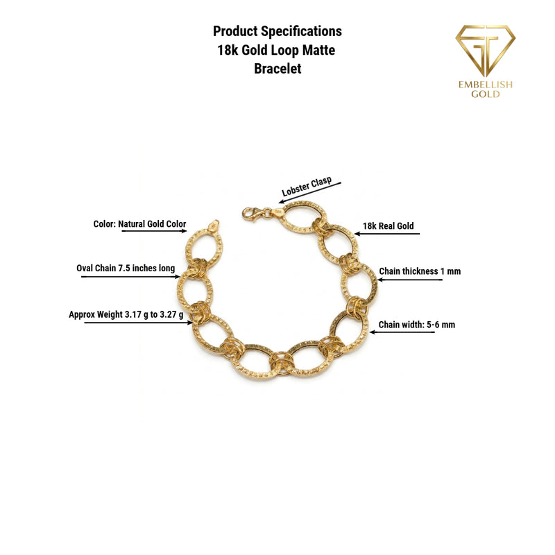 18k Gold Loop Matte Bracelet - Gold Bracelets - Embellish Gold Jewelry & Diamond