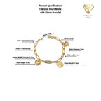 18k Gold Heart Matte with Clover Bracelet
