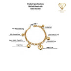 18k Gold Heart Ball Bracelet