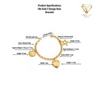 18k Gold 3 Design Rolo Bracelet