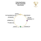 18k Gold 3 Colored Ball Charm Bracelet
