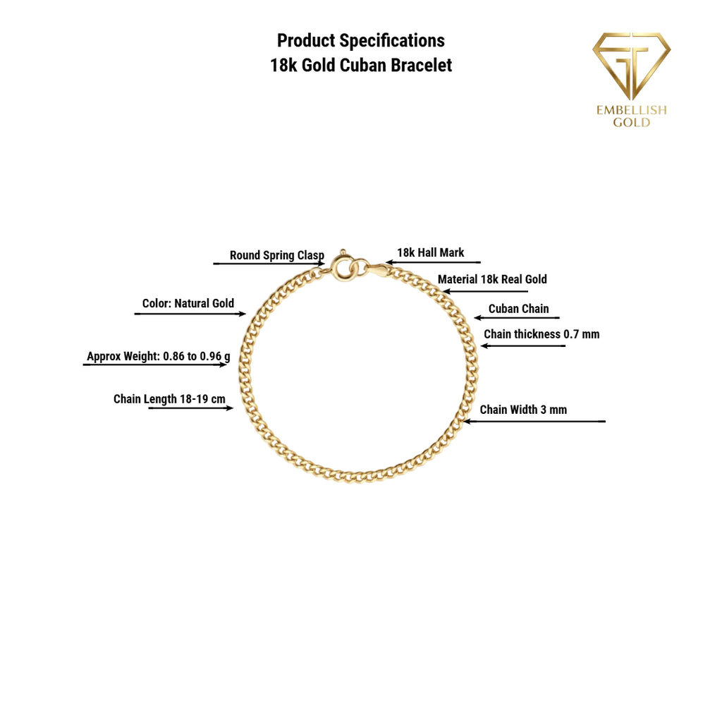 18k Gold Light Cuban Bracelet