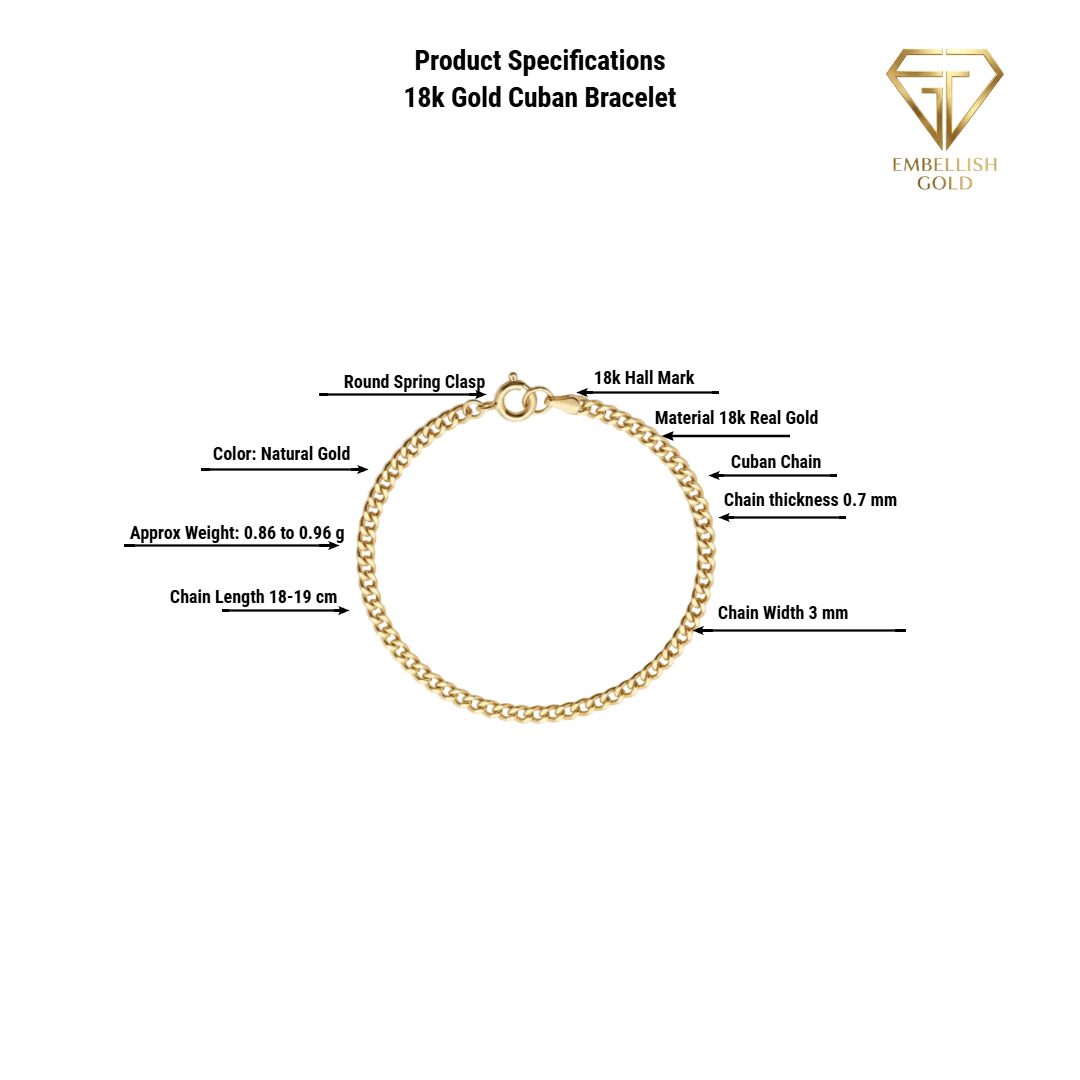 18k Gold Light Cuban Bracelet - Best Seller - Embellish Gold Jewelry & Diamond