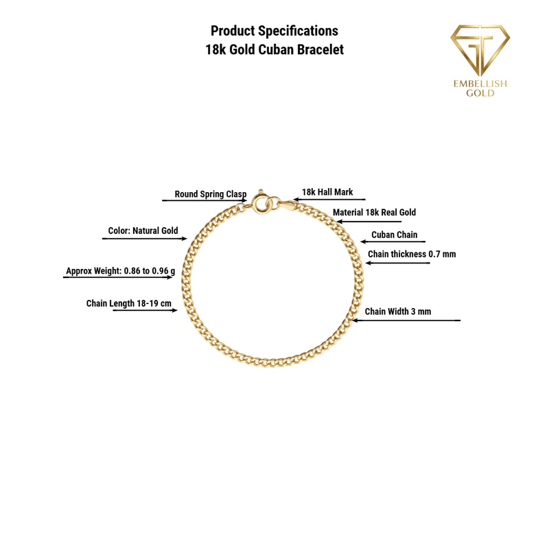 18k Gold Light Cuban Bracelet - ad collection - Embellish Gold Jewelry & Diamond