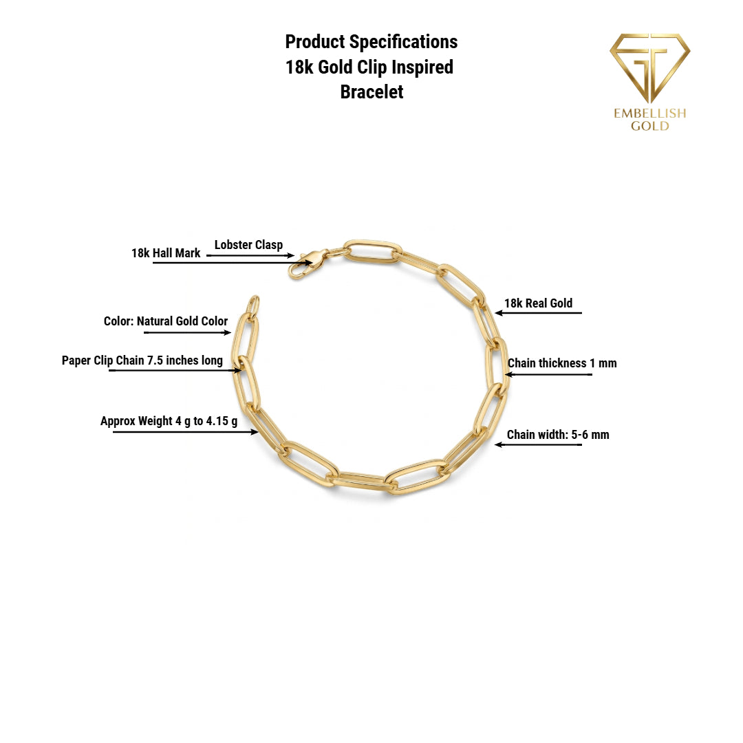 18k Gold Clip Inspired Bracelet - Best Seller - Embellish Gold Jewelry & Diamond