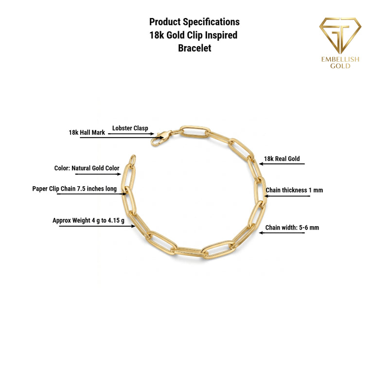 18k Gold Clip Inspired Bracelet - Gold Bracelets - Embellish Gold Jewelry & Diamond