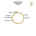 18k Gold Rope Chain Bracelet