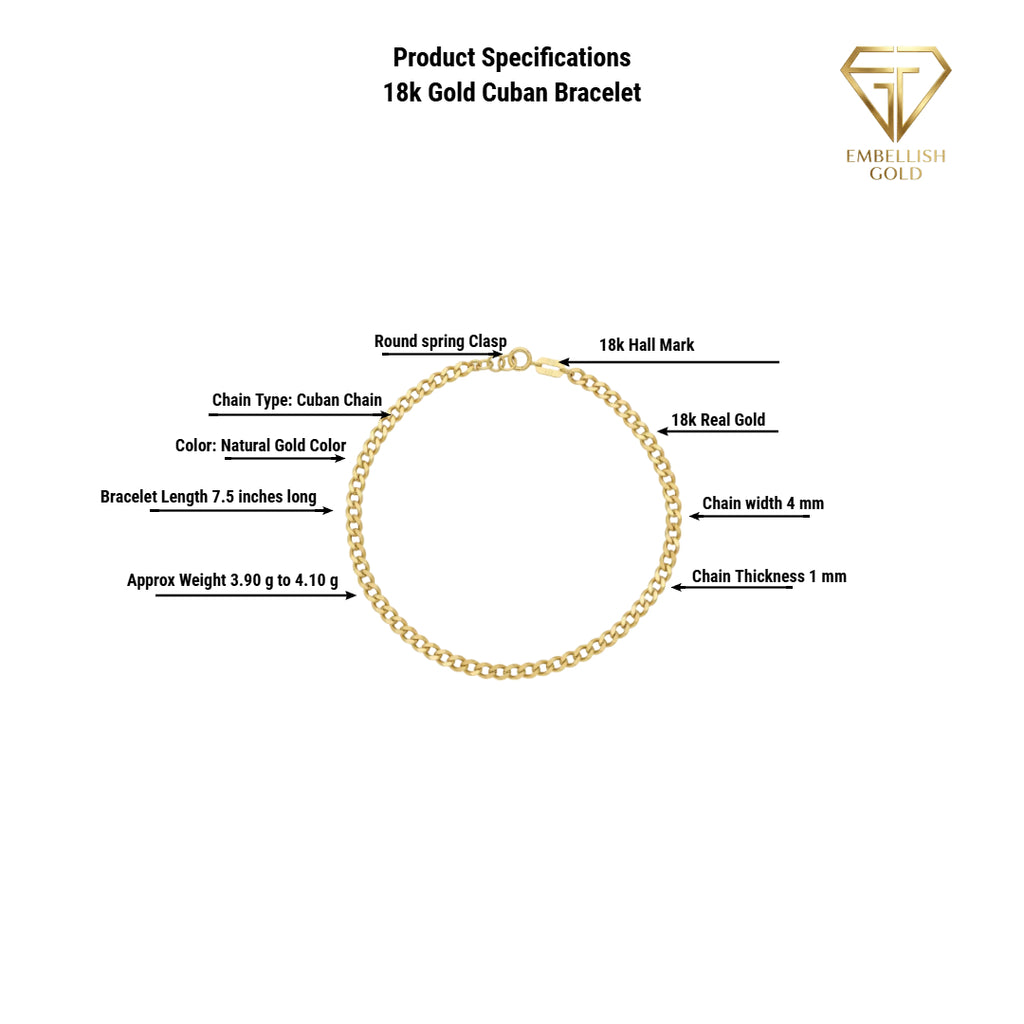 18k Gold Cuban Bracelet