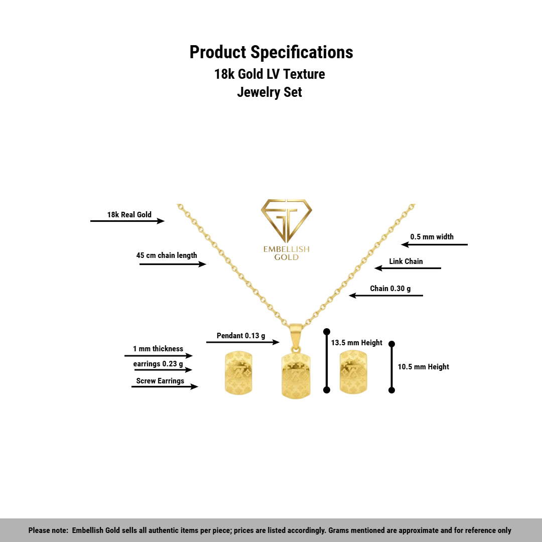 18k Gold LV Texture Jewelry Set