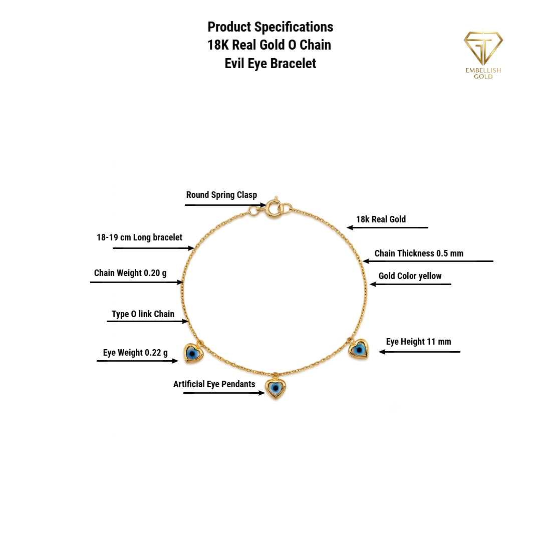18K Real Gold Evil Eye Bracelet