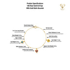 18K Real Gold Evil Eye With Gold Balls Bracelet