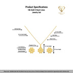18k Gold 4 Heart Lines Jewelry Set