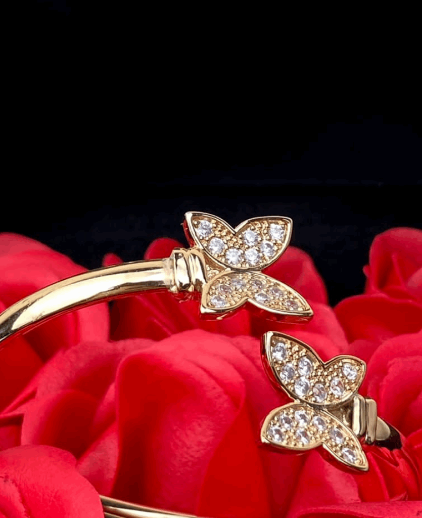18k Real Saudi Gold Butterfly Bangle 120 - Embellish Gold