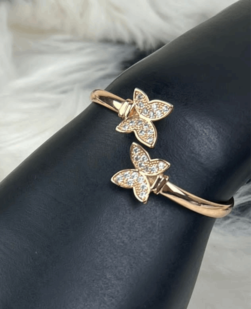 18k Real Saudi Gold Butterfly Bangle 120 - Embellish Gold