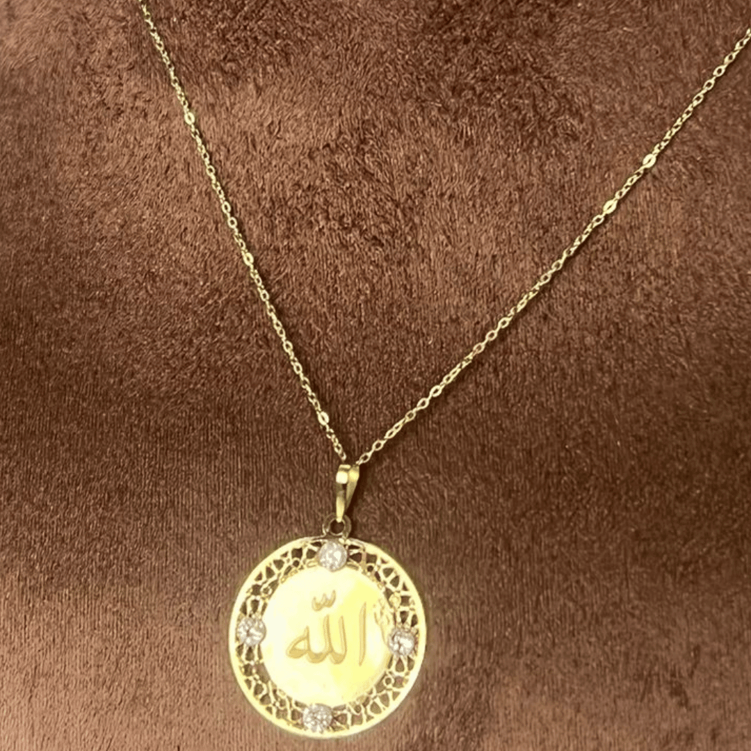 18k Real Saudi Gold Allah Pendant Necklace 133