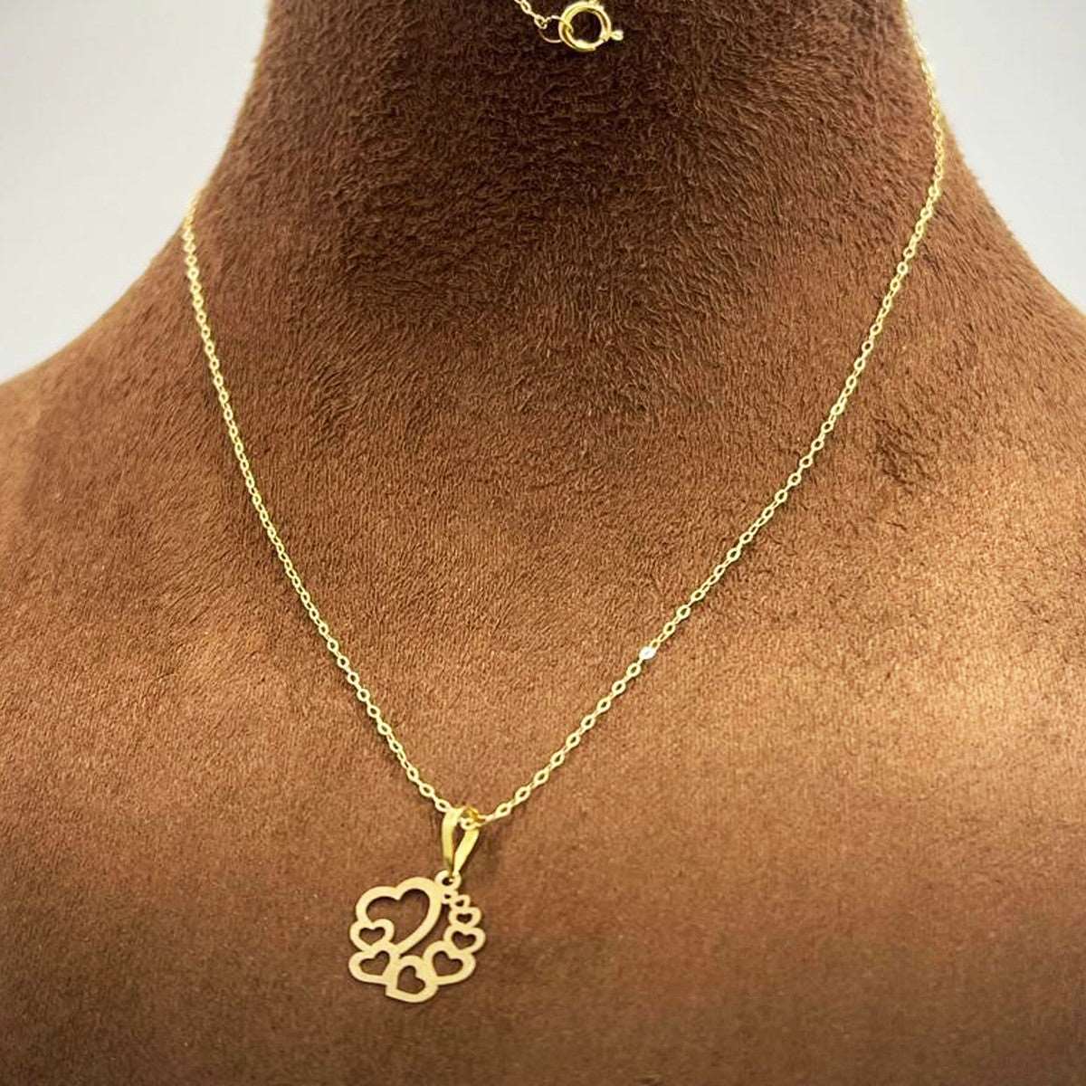 18k Real Saudi Gold 9 Heart Necklace 114