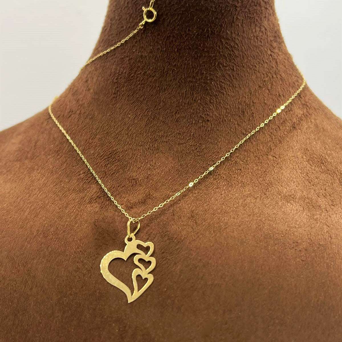 18k Real Saudi Gold 4 Heart Pendant Necklace 110