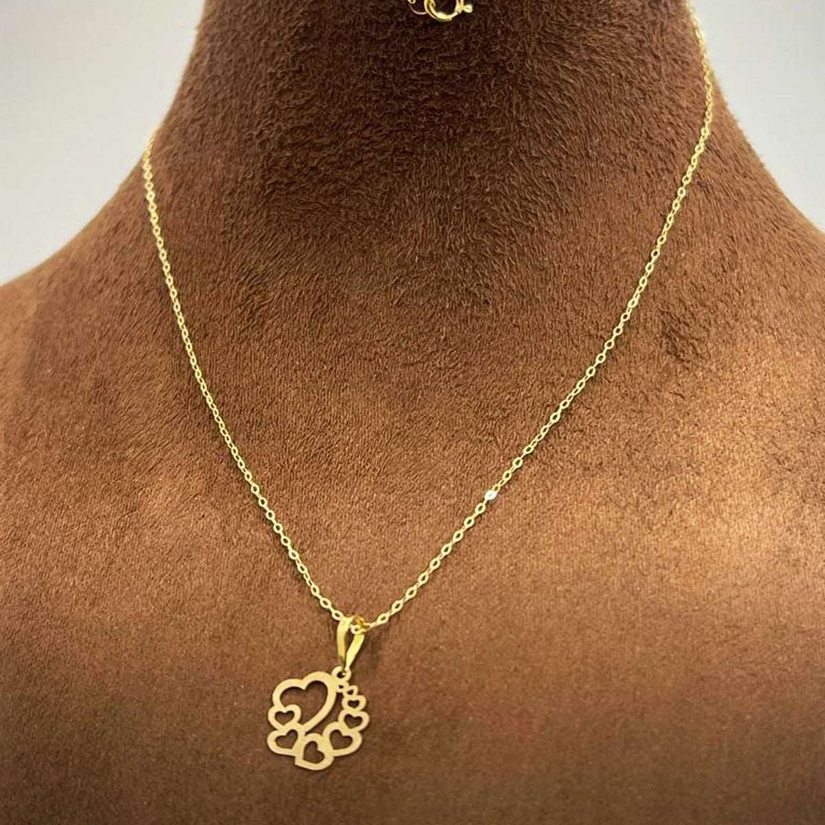 18k Real Saudi Gold 9 Heart Pendant Necklace 111