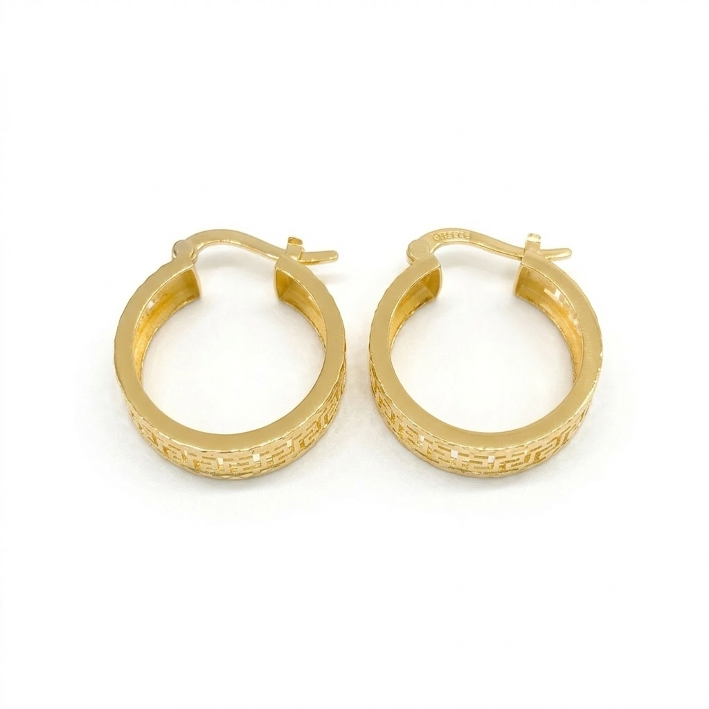 18k Gold Maze Round Loop Earrings 34 - 18k Gold Earrings - Embellish Gold Jewelry & Diamond