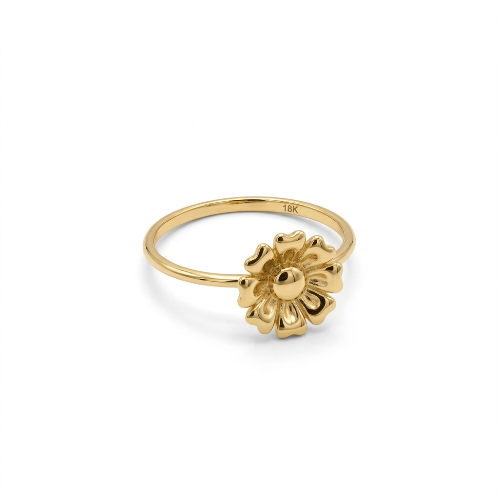 18k Gold Flower Petal Ring - 18k Gold Ring - Embellish Gold Jewelry & Diamond