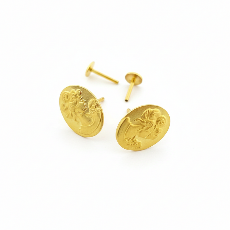 18K Gold Queen Diana Screw Earrings - 18k Gold Earrings - Embellish Gold