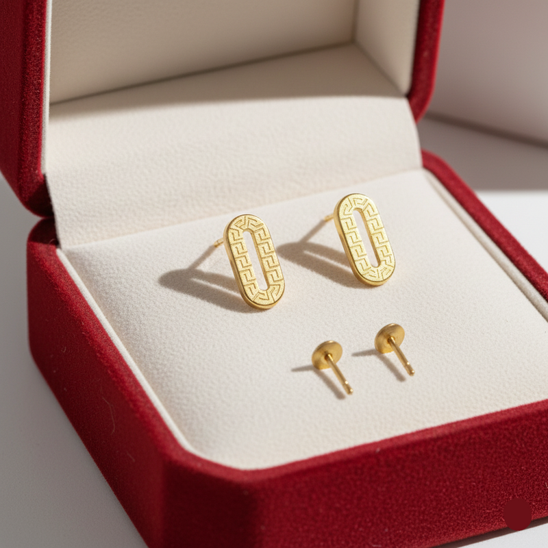 18K Real Gold Clip Style Earrings - 18k Gold Earrings - Embellish Gold