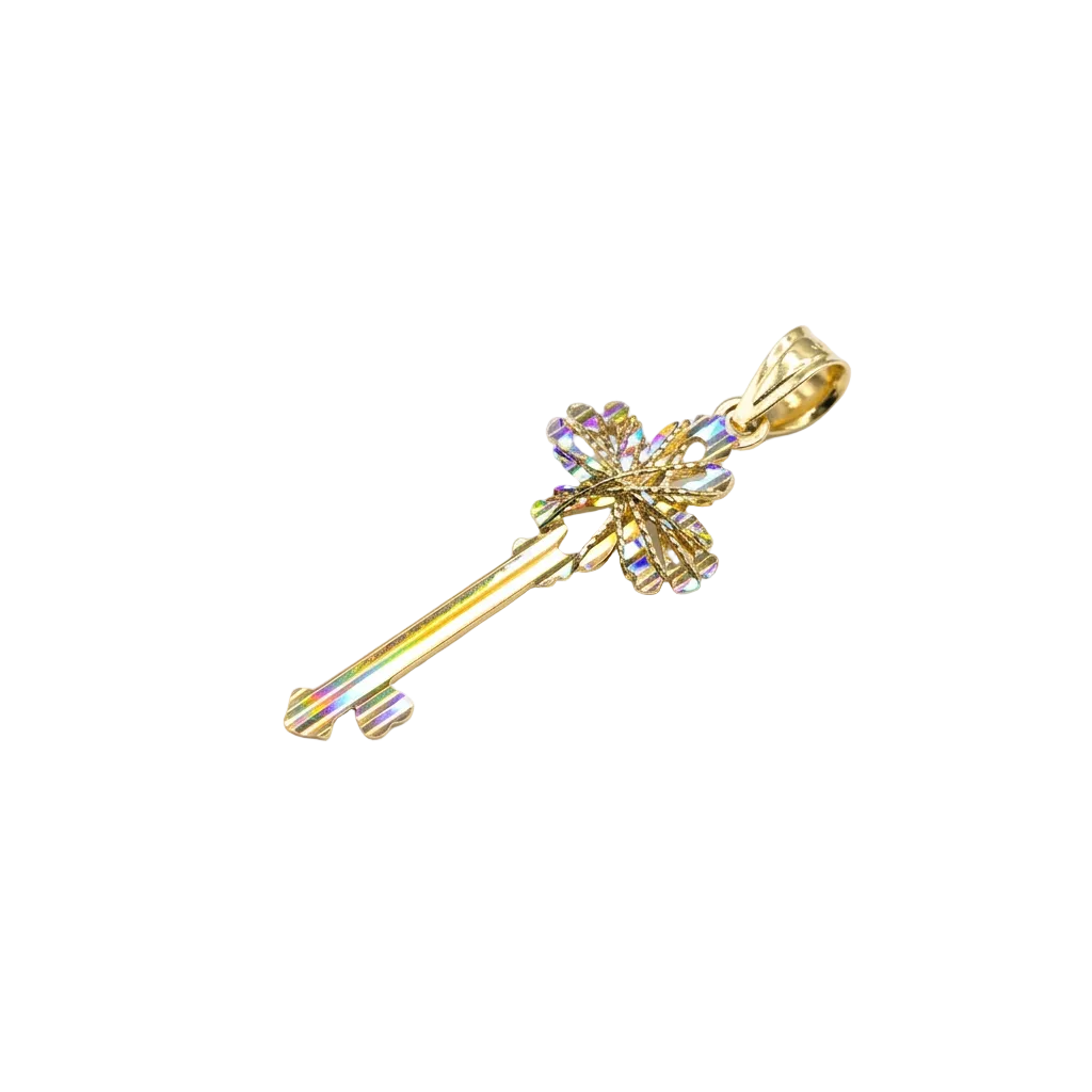 18k Gold 4 Petal Key Pendant - ad collection - Embellish Gold Jewelry & Diamond
