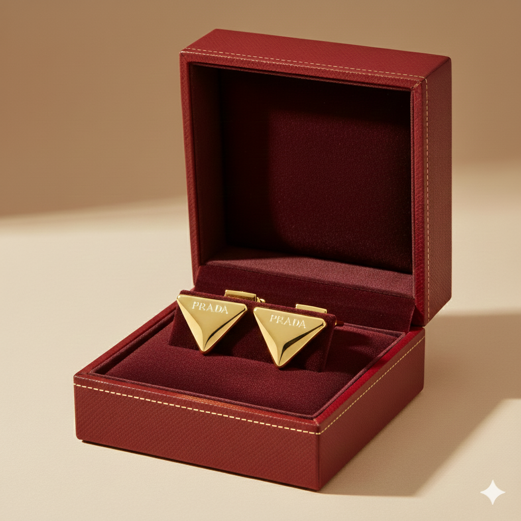 18K Real Gold Triangle Earrings