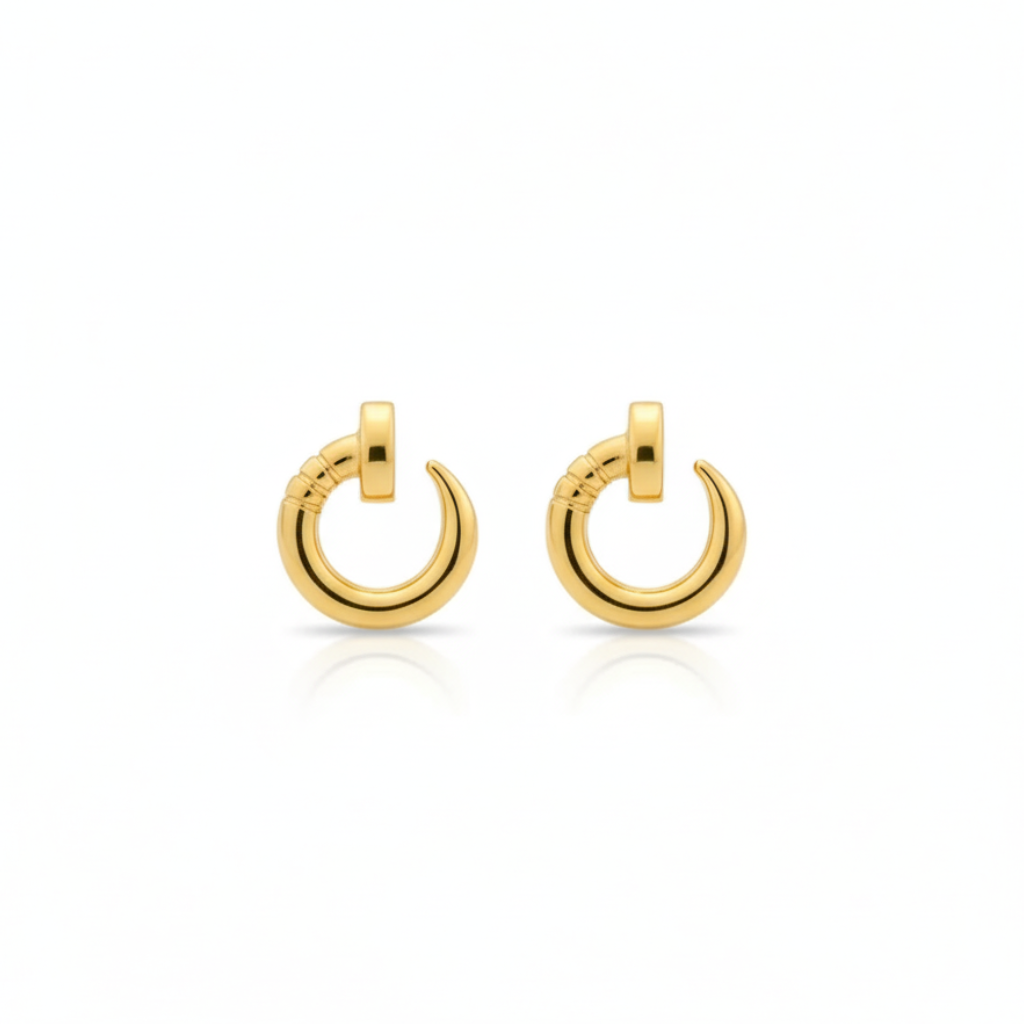 18K Real Gold  Nail Earrings