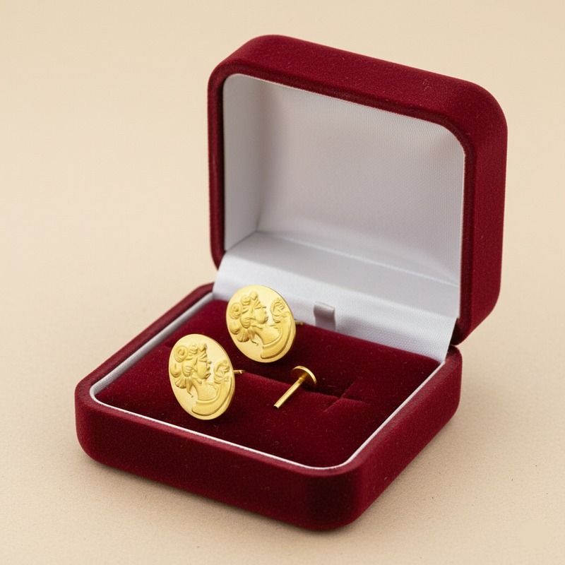 18K Gold Queen Diana Screw Earrings - 18k Gold Earrings - Embellish Gold