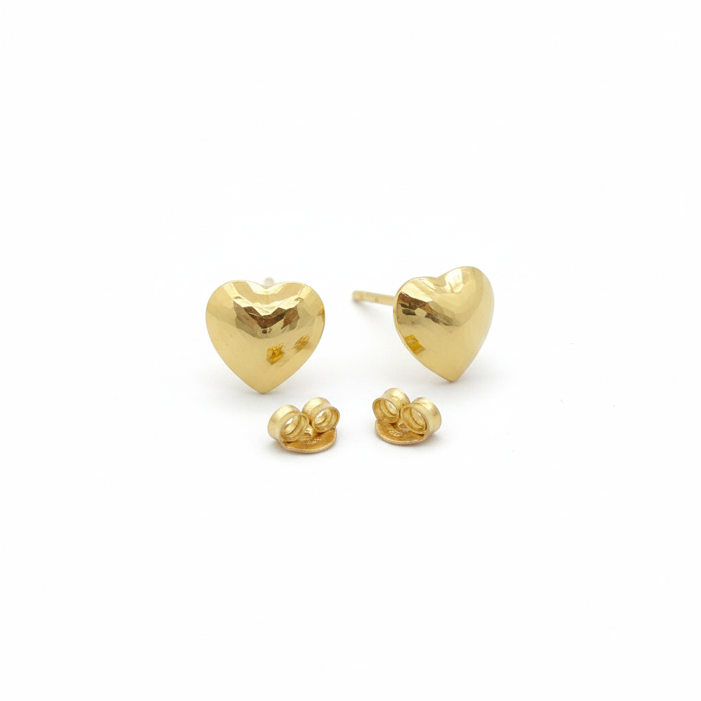 18K Real Gold Bubble Heart Earrings