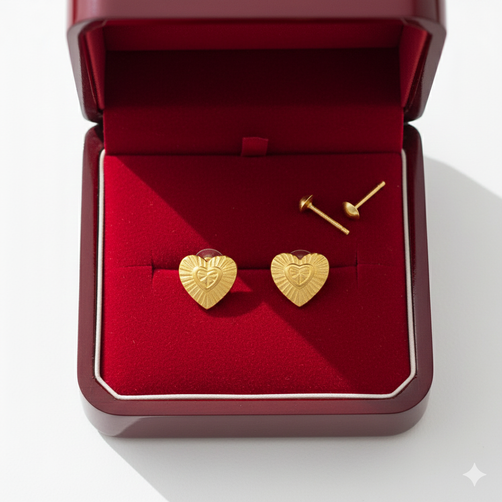 18K Real Gold Double Earrings