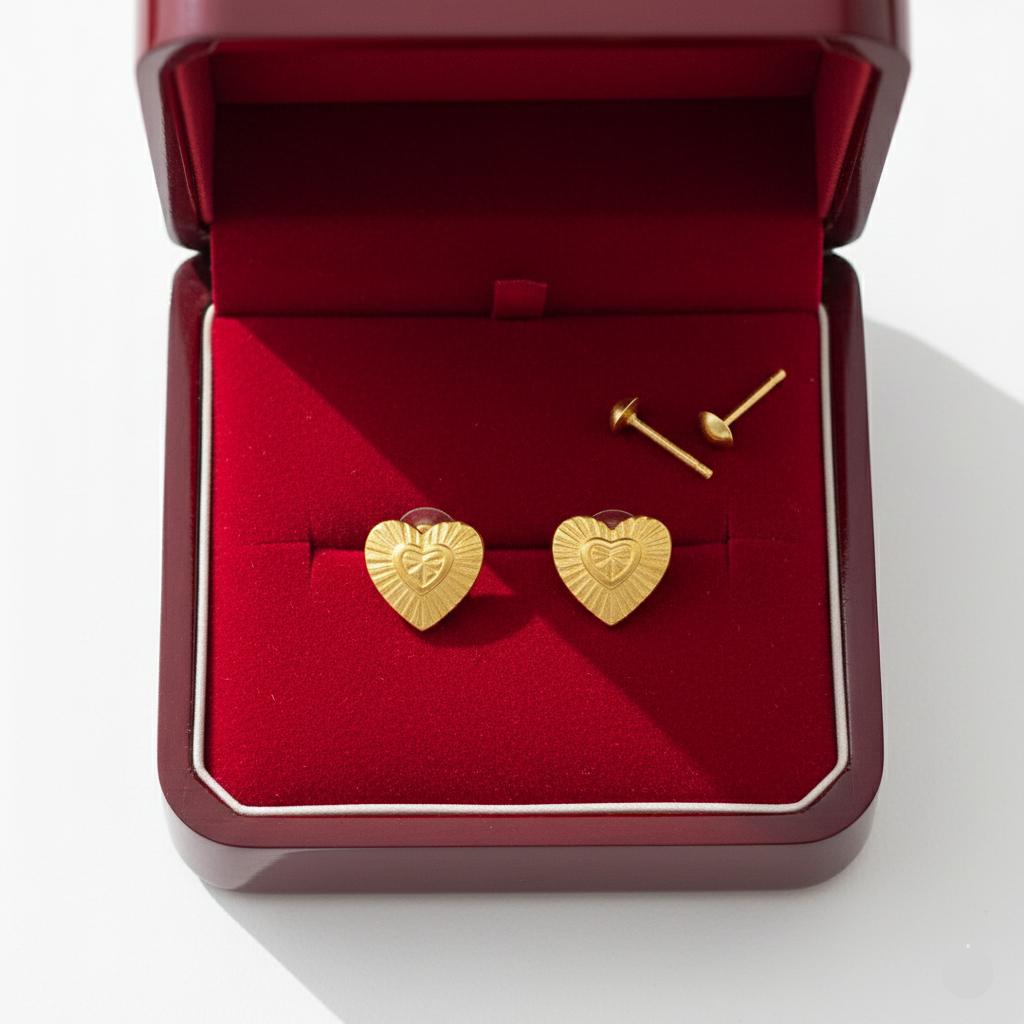 18K Real Gold Double Earrings - 18k Gold Earrings - Embellish Gold