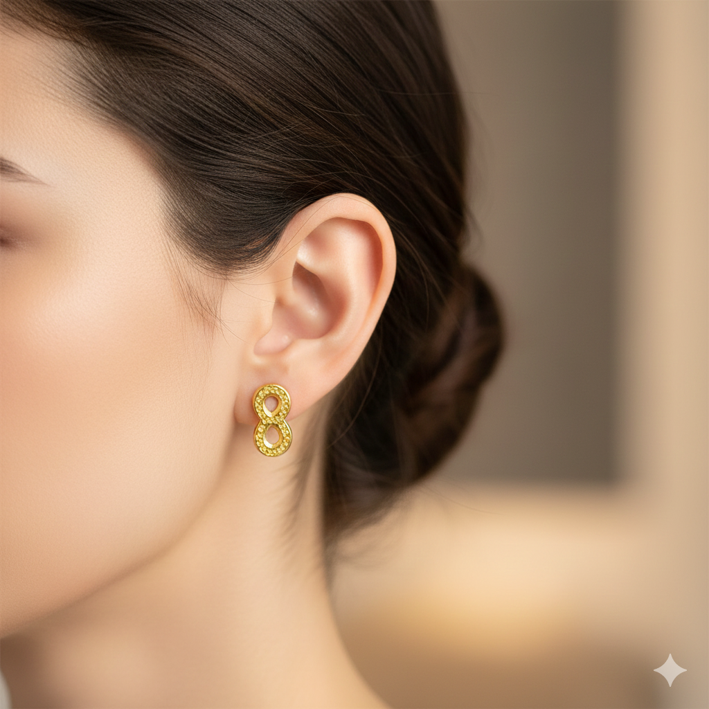 18K Gold Infinity Screw Earrings - 18k Gold Earrings - Embellish Gold