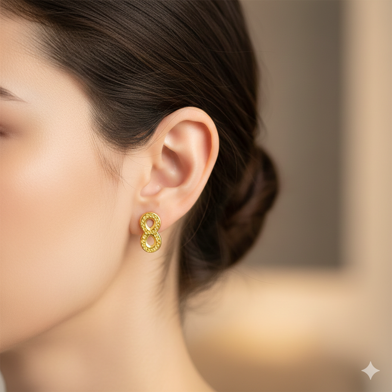 18K Gold Infinity Screw Earrings - 18k Gold Earrings - Embellish Gold