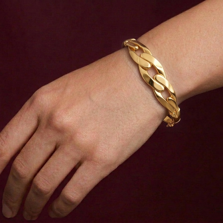 18k Gold Sterling Bangle - 18k Gold Bangle - Embellish Gold Jewelry & Diamond