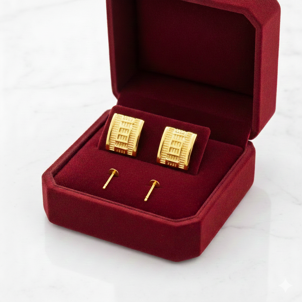18K Real Gold Maze Earrings - 18k Gold Earrings - Embellish Gold