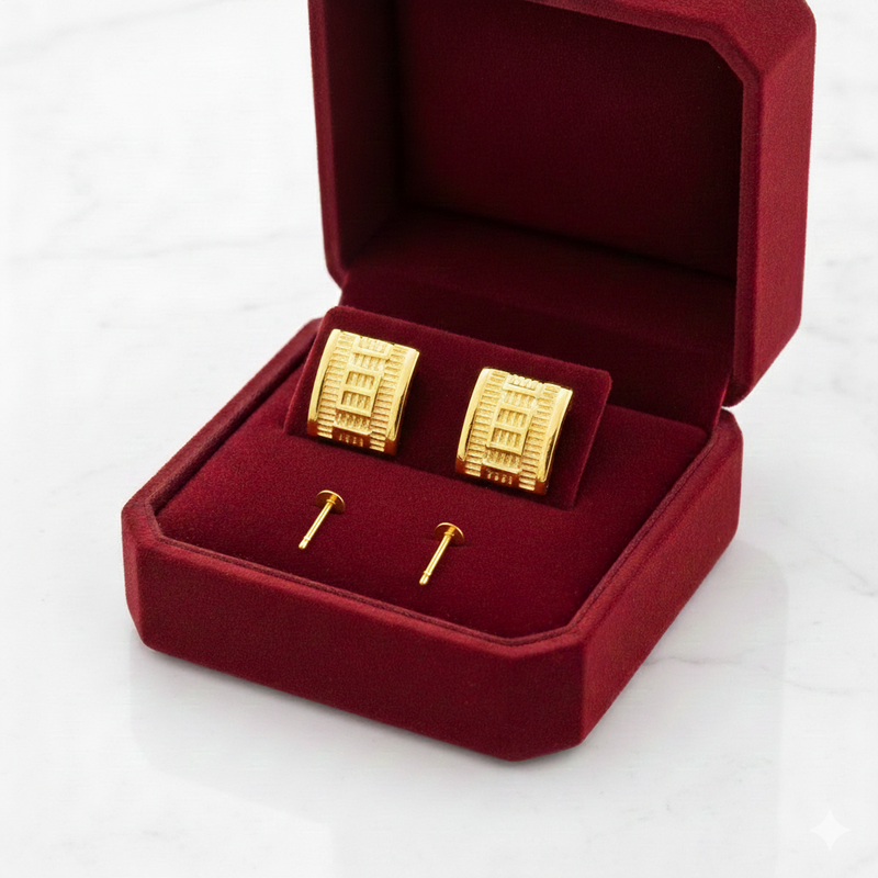 18K Real Gold Maze Earrings - 18k Gold Earrings - Embellish Gold
