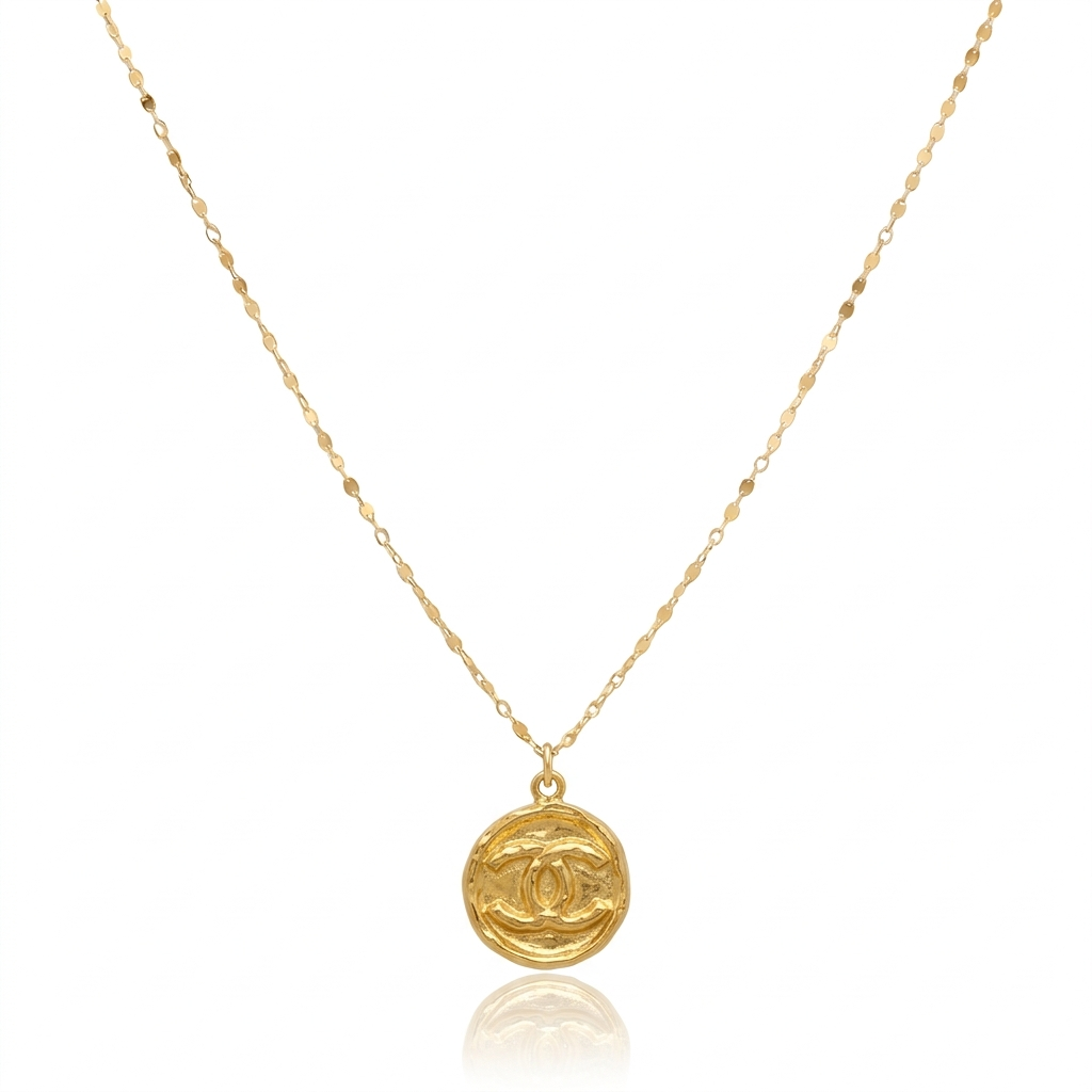 18K Real Gold CC Necklace - 18k Gold Necklace - Embellish Gold
