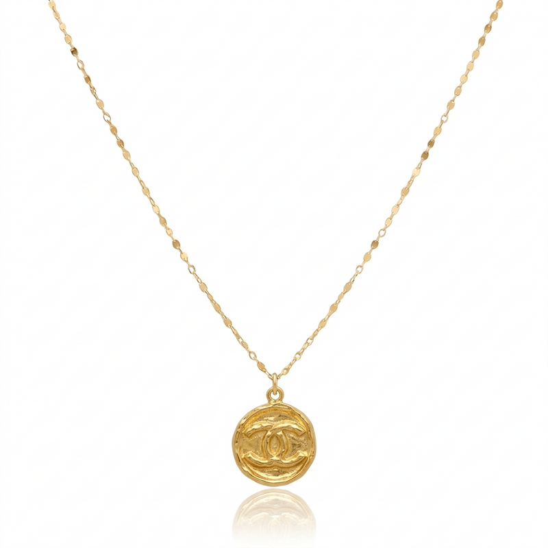 18K Real Gold CC Necklace - 18k Gold Necklace - Embellish Gold