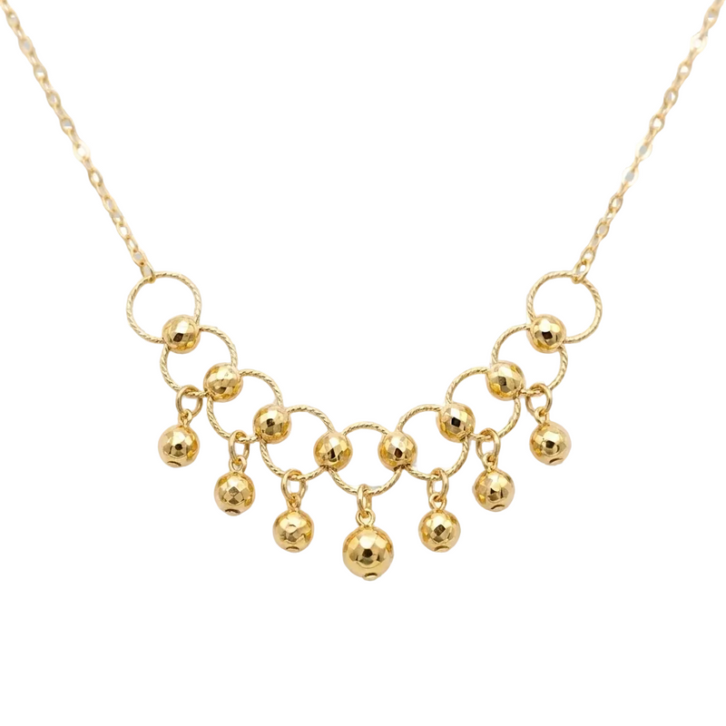 18k Gold 7 Hanging Balls Necklace - مجموعة احتفالية - Embellish Gold Jewelry & Diamond
