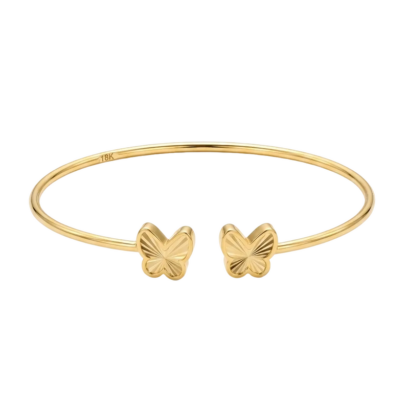 18k Gold Twin Butterfly Bangle - 18k Gold Bangle - Embellish Gold Jewelry & Diamond