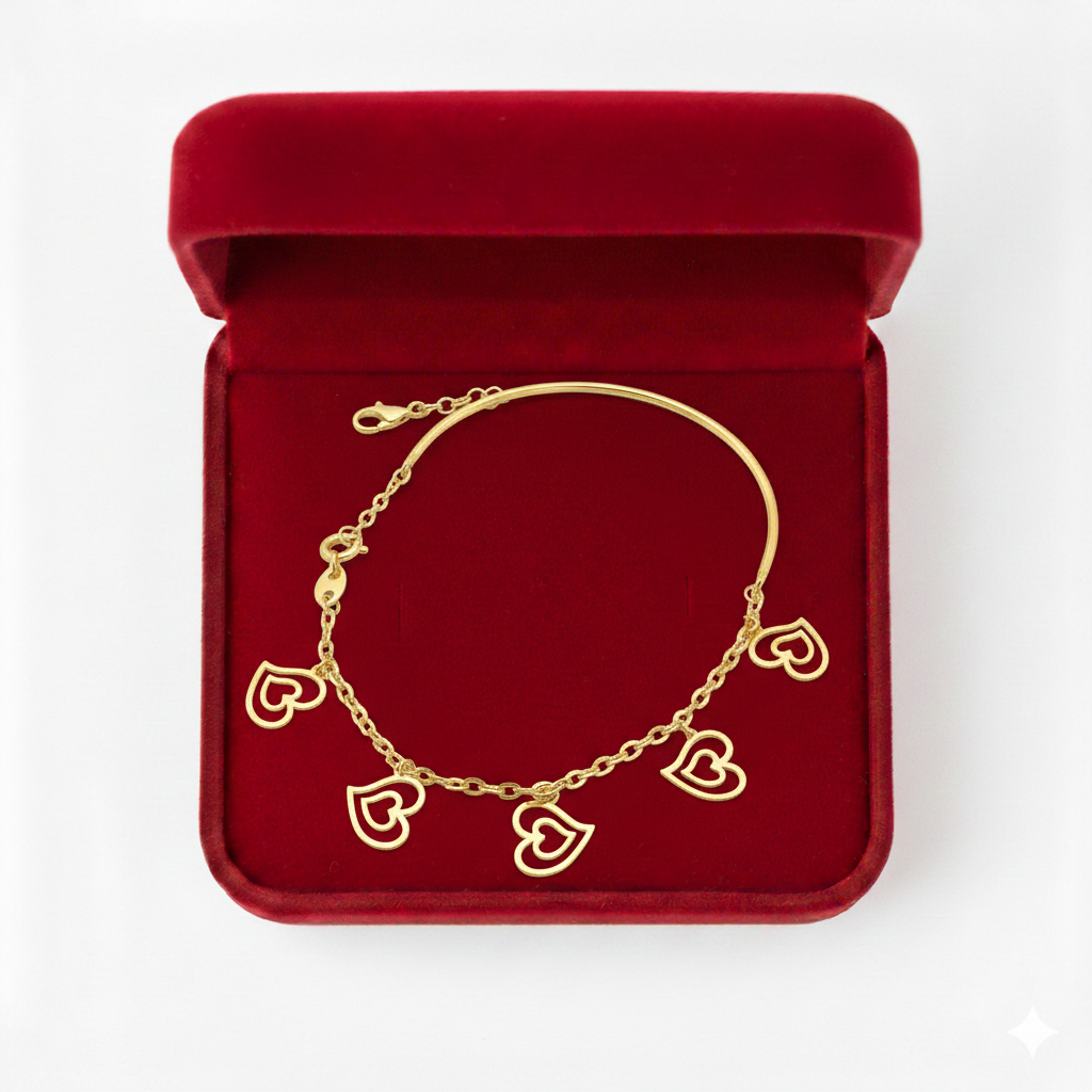 18K Real Gold Double Heart Kids Bracelet