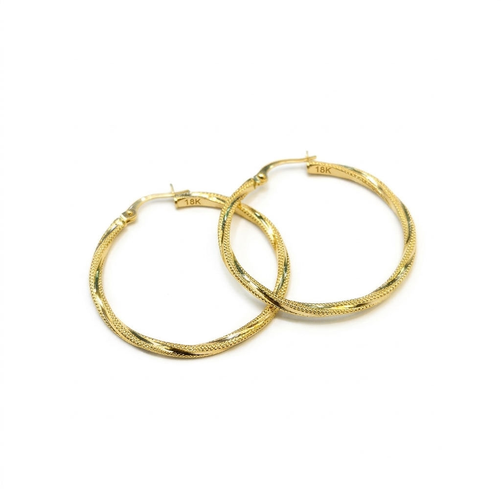18k Gold Big Spiral Loop Earrings