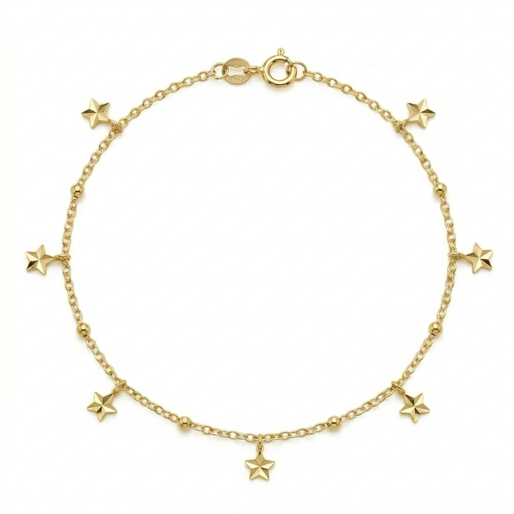 18k Gold Star Ball Anklet - ad collection - Embellish Gold Jewelry & Diamond